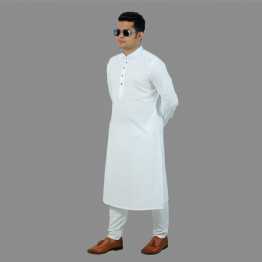 "Men's Regular Fit Panjabi  Collar & Calf Contrast"